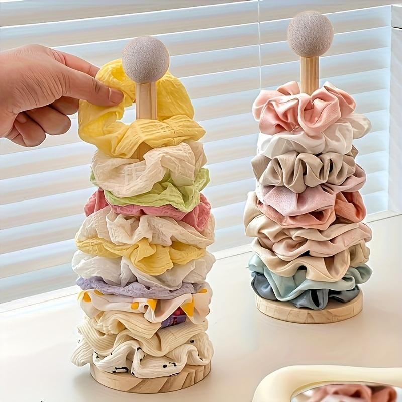 2PCS Wooden Hair Rope Storage Holder Multi-purpose Jewelry Bracelet Organizer Display Rack Desktop Hair Tie Elastic Bands Shelf