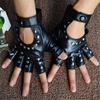 Driving Rivet Motor Punk Glove Gloves Fingerless Leather Mittens