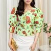 ZANZEA Women Casual Square Neck Summer 3/4 Sleeve Floral Blouse
