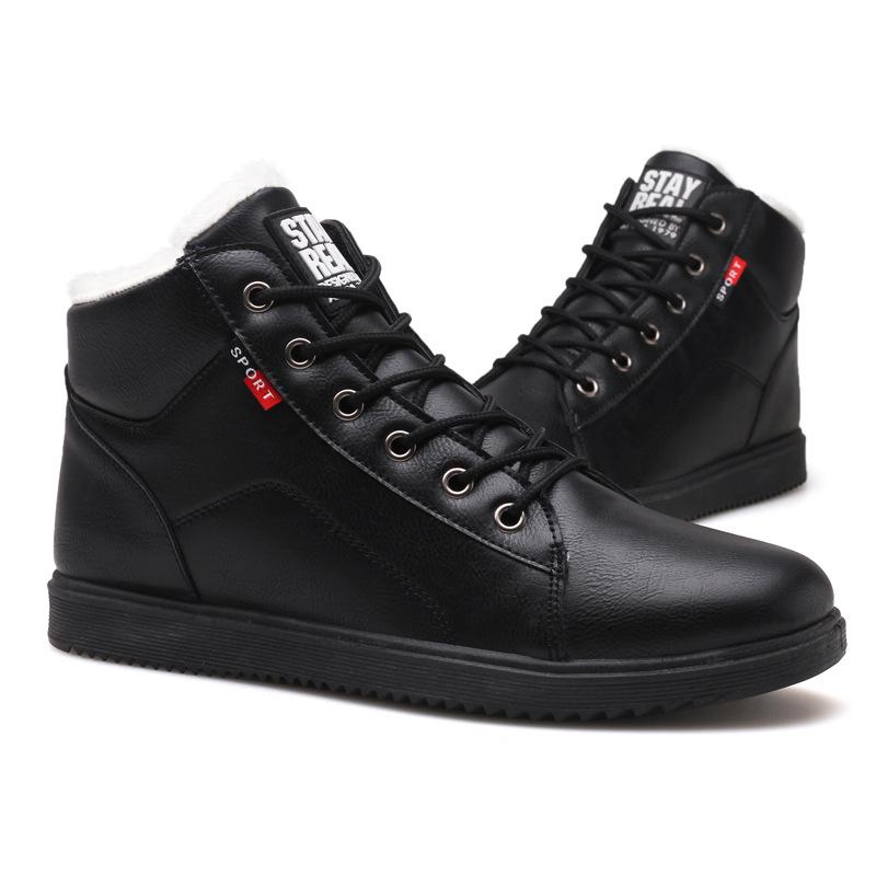 Модные зимние хлопковые мужские повседневные ботинки из кожи, мужские ботильоны, модная черная обувь, зимние мужские ботинки, теплая обувь с мехом 996