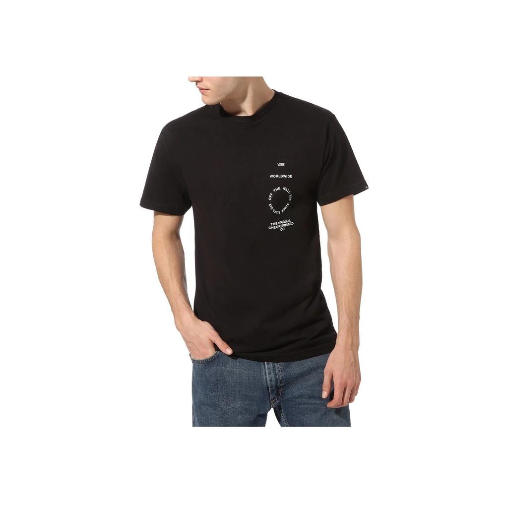 Vans Letter Print Sports Short Sleeve T-Shirt Men Tops Black VN0A49PVBLK