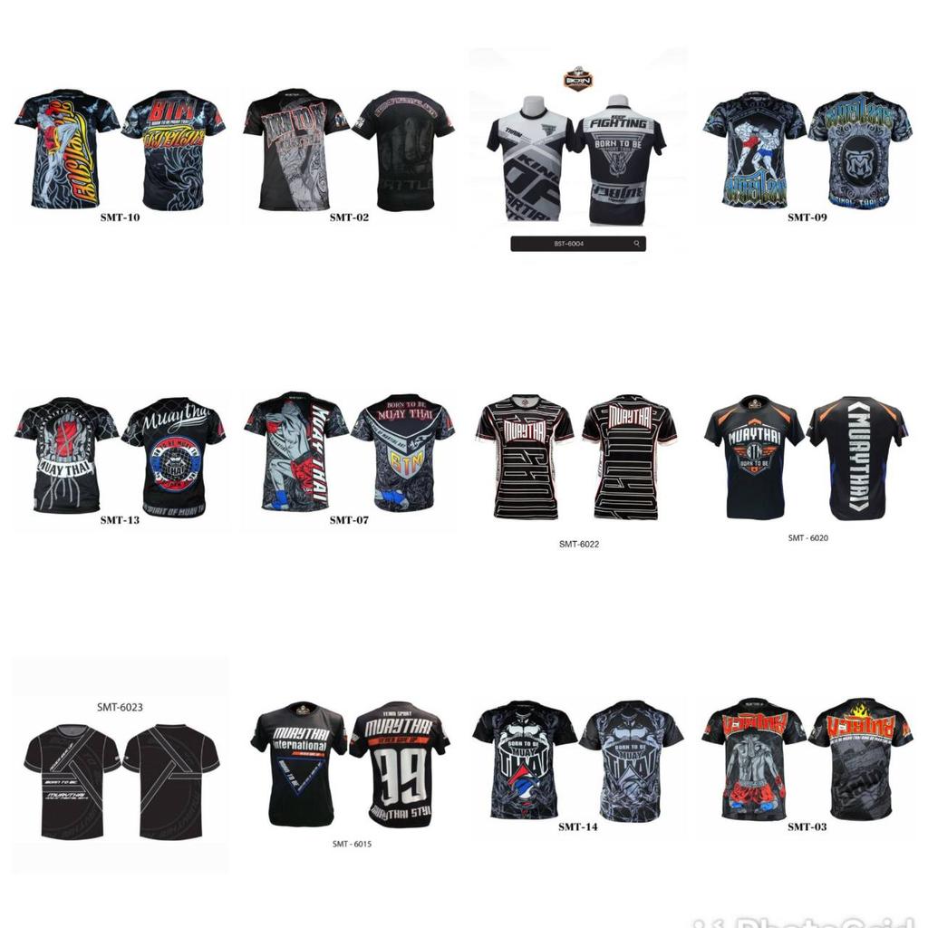 Футболка с коротким рукавом с принтом Муай Тай Кикбоксинг ММА Полиэстер Таиланд Черный Круглый вырез