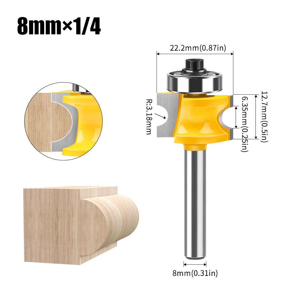 Высококачественная 8-ручная фреза с подшипником, положительная полукруглая, шариковая фреза, фреза для деревянных палочек, положительная полукруглая