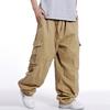 Trendy Men's Large Size Wide Leg Pants Plus Fat Men's Pants Hip Hop Loose Multi Pocket Overalls