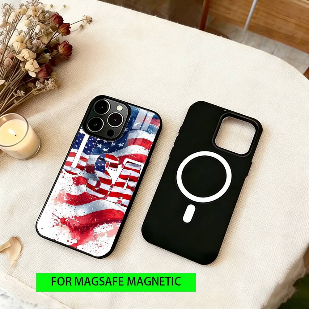 Художественный чехол для телефона с американским флагом для iPhone 17, 16, 15, 14, 13, 12, 11 Plus, Pro, магнитный, для беспроводной зарядки MagSafe