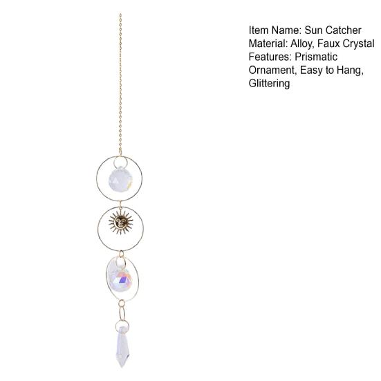 Moon Sun Catcher Crescent Moon Sun Pendant Rainbow Maker Prismatic Suncatcher Hanging Ornament for Home Indoor Window Garden