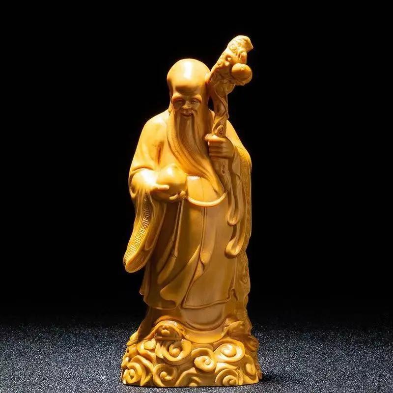 1 шт., резьба по дереву из скального кипариса, украшения, ремесла, украшения для дома, молитва о благоприятных подарках, статуэтка в китайском стиле