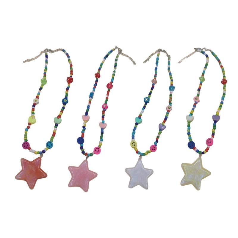 Модные necklaces со звездой и изящными бусинами, чокер со звездой, разноцветное ожерелье из бусин, подарок для подруг