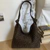 Korean Leopard Print Cloth Bag Female Foreign Style Fashionable Canvas Bag Large Capacity Leopard Print Student Shoulder Bag Lazy Tote Bag