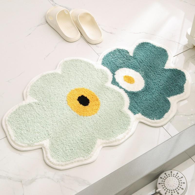 Modern Simple Floral Door Mat Non Slip Bath Absorbent Rug Bedroom Bathroom