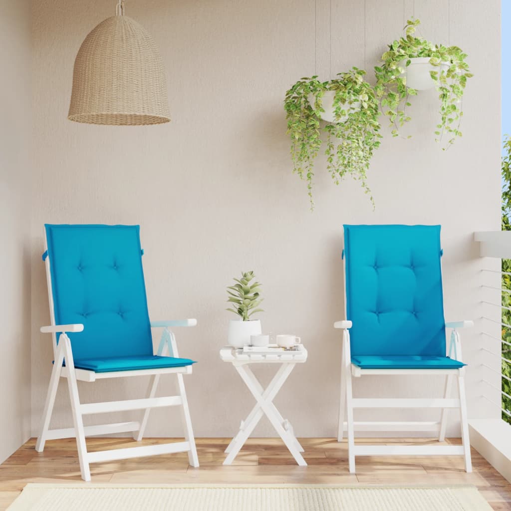 Garden Chair Cushions for High Back Chairs 2 pcs Blue 120 x 50 x 3 cm Fabric