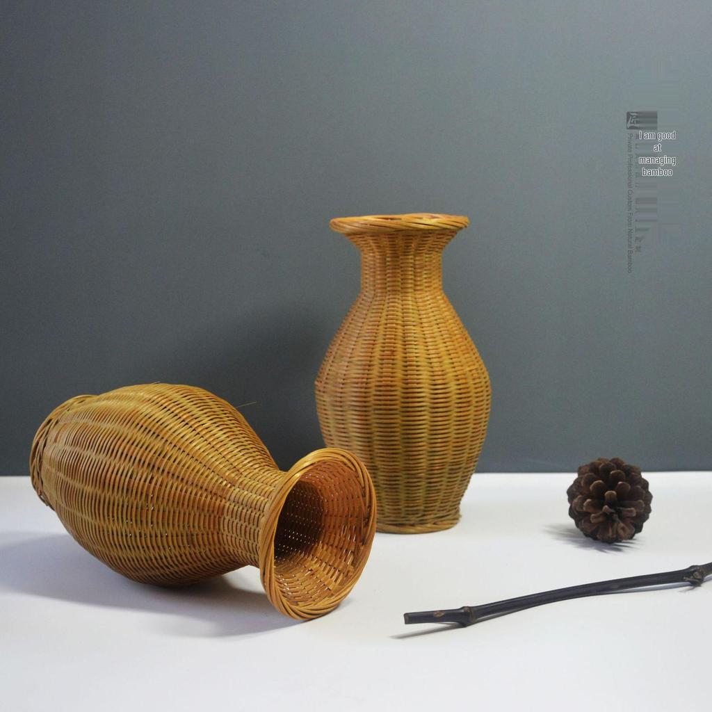 Handmade Bamboo Woven Flower Vase and Ornament Collection