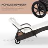 Garden Lounger with Cushion, Adjustable Backrest, Metal Frame, Poly Rattan, Brown+Cream, 200 x 73 x 103 cm
