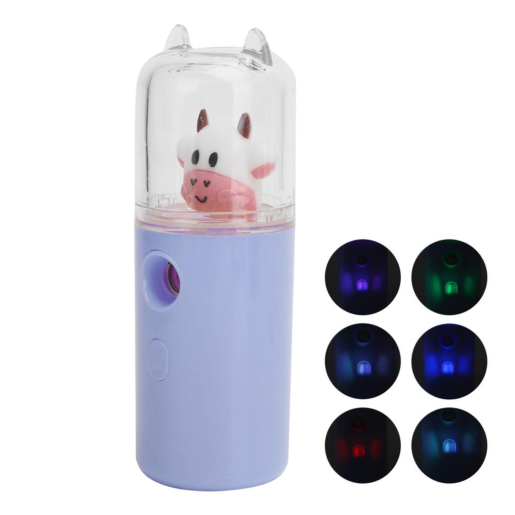 Портативный нано-мистер для лица, увлажняющий ручной распылитель прохладного тумана с функцией цветной подсветки, фиолетовый