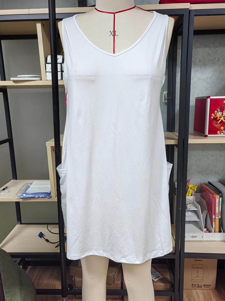 Women's Casual V Neck Floral Print Dress With Pockets Beach Dress