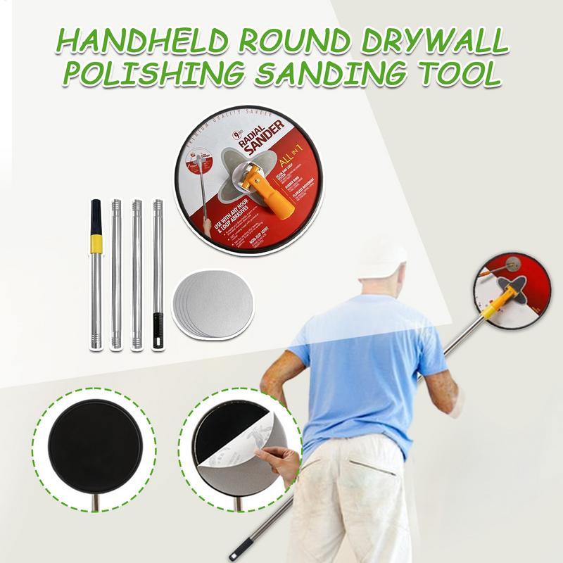 Pole Sander For Drywall 9 Inches Radial Round Pole Sander 360 Degree Rotary Pad For Concrete Walls Repair Cleaning Polishing