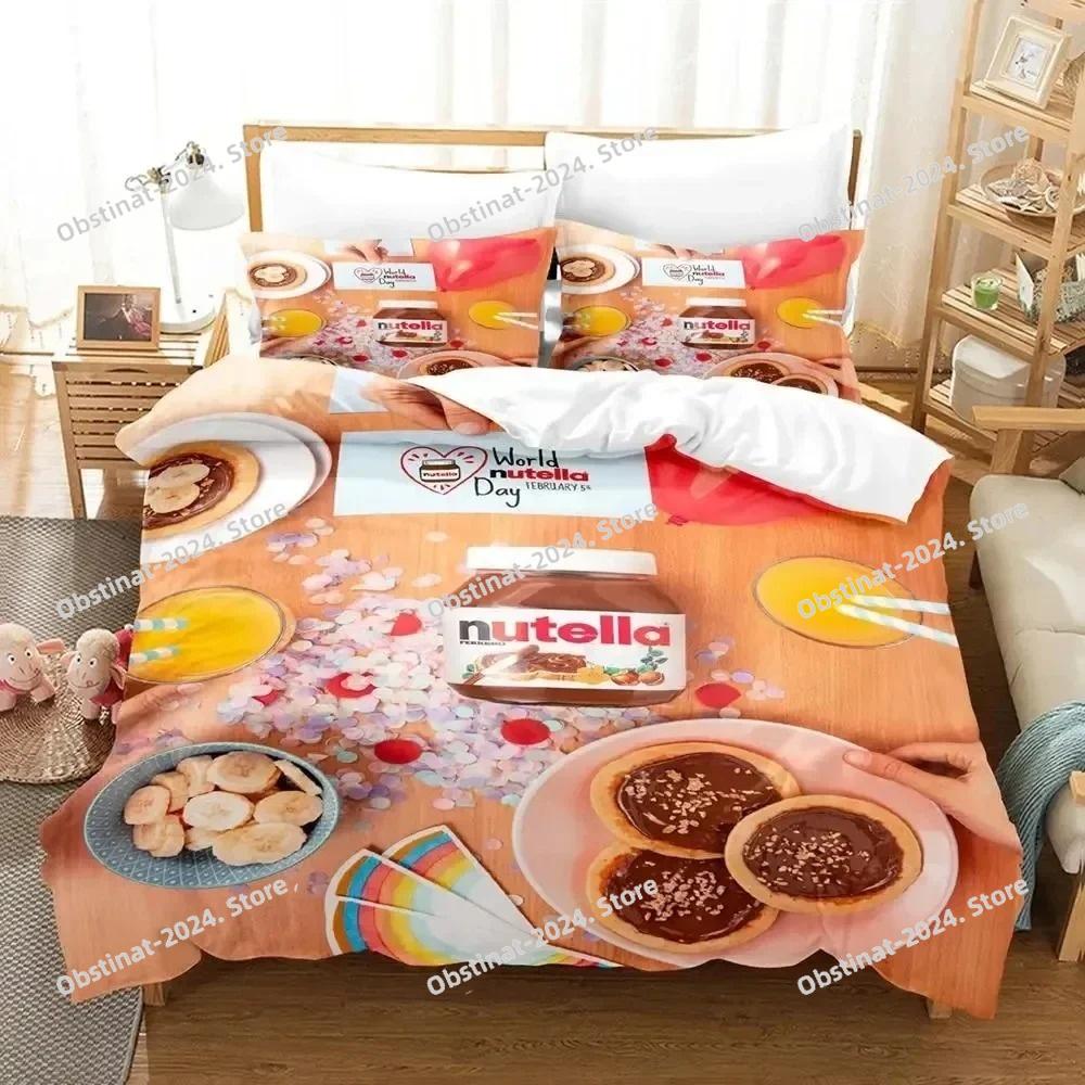 Мультяшный Комплект Постельного Белья Nutella С Принтом Пододеяльник Простыня Наволочка Постель Мягкое Покрытие Одеяла Полный Queen King Размер Детский Взрослый Мода