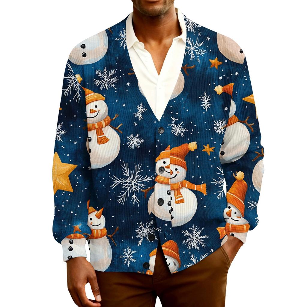 Мужской кардиган с длинным рукавом, рубчатой вязки