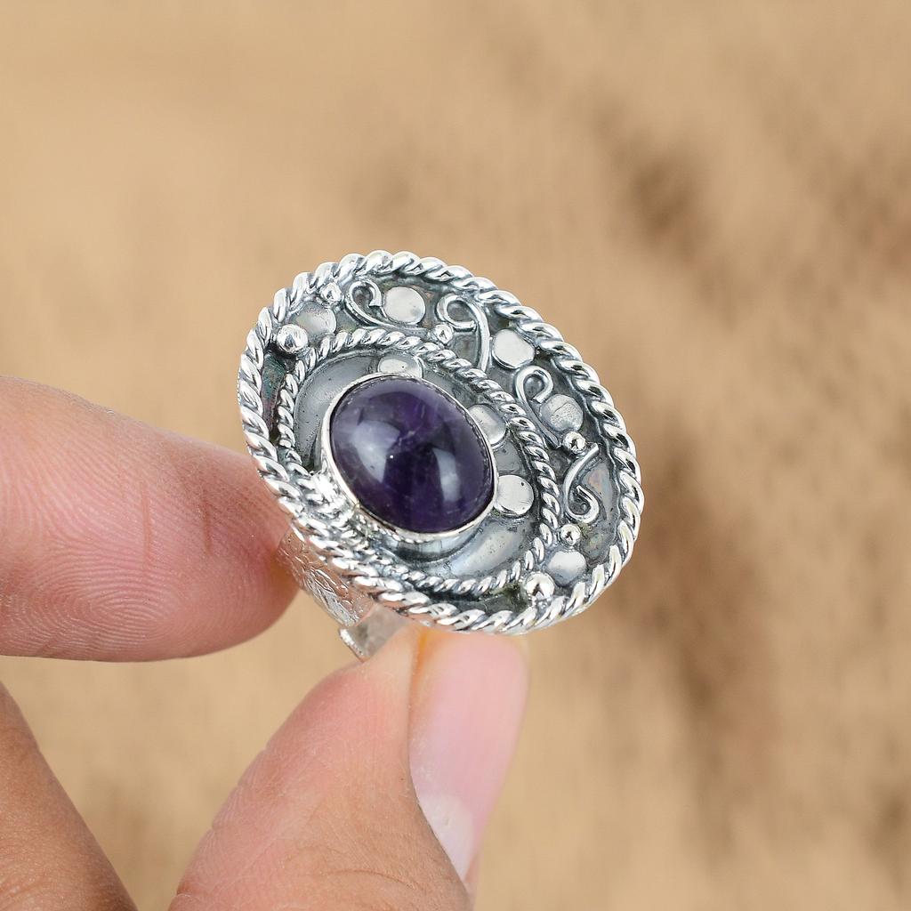 Mothers day Deal African Amethyst Stone New Promise Ring Jewelry Sterling Silver