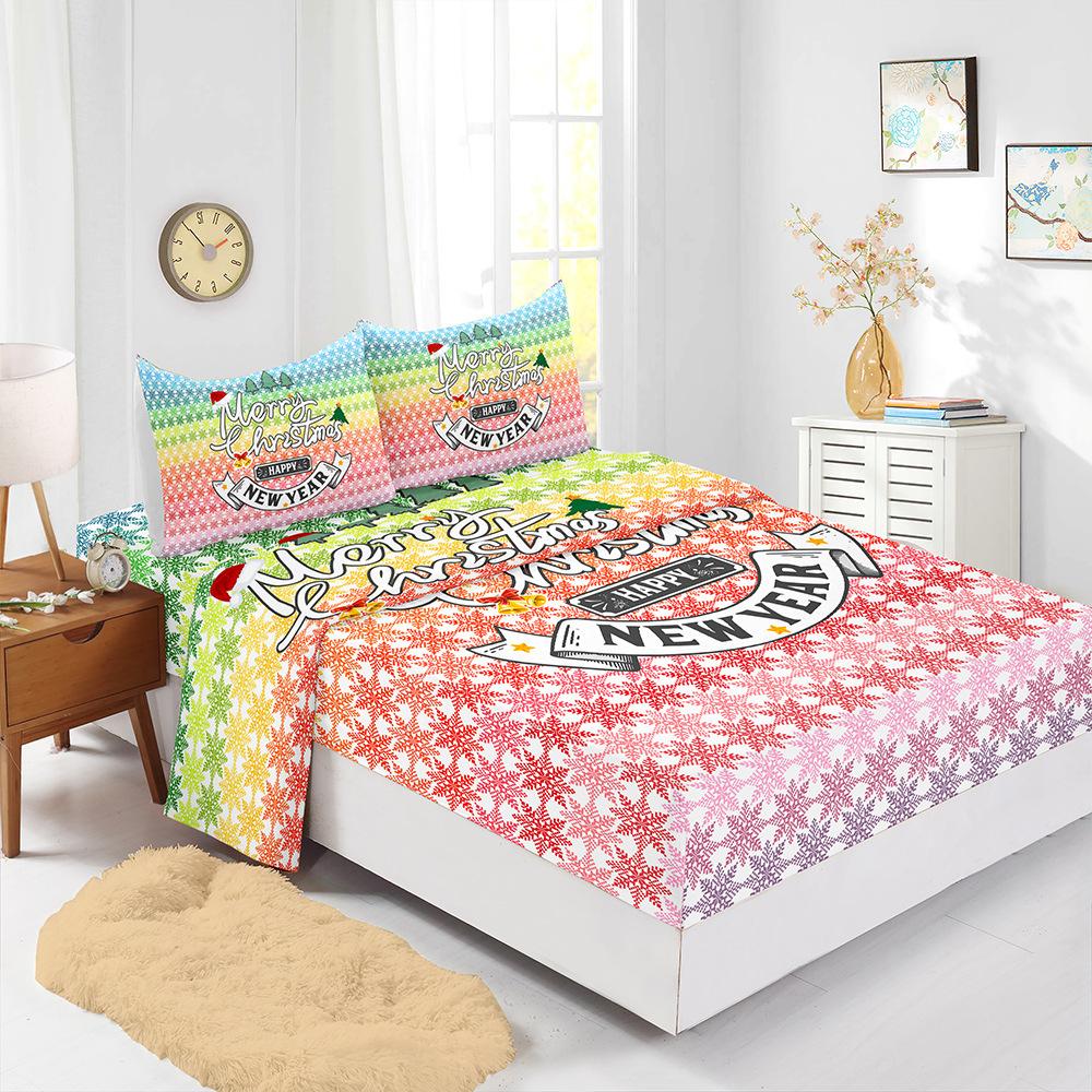 Hot-Selling Red Christmas Mattress Four-Piece Children'S Bedding Printed Mattress Protective Cover