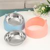 Cute Cat Dog Bowl Protect The Cervical Spine Oblique Mouth Pet Stainless Steel Fall-resistant Durable Food Bowl Pet Supplies