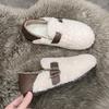 Fashion Soft Elegant Women Shoes Female Footwear Loafers Fur Fall Winter Mary Janes Rome Fabric Flat Basic Flock Luxury Shoes Women
