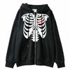 Готическая толстовка с длинным рукавом в стиле Харадзюку, женская толстовка со скелетом Y2K, эстетичная уличная одежда в стиле хип-хоп, винтажная одежда на молнии