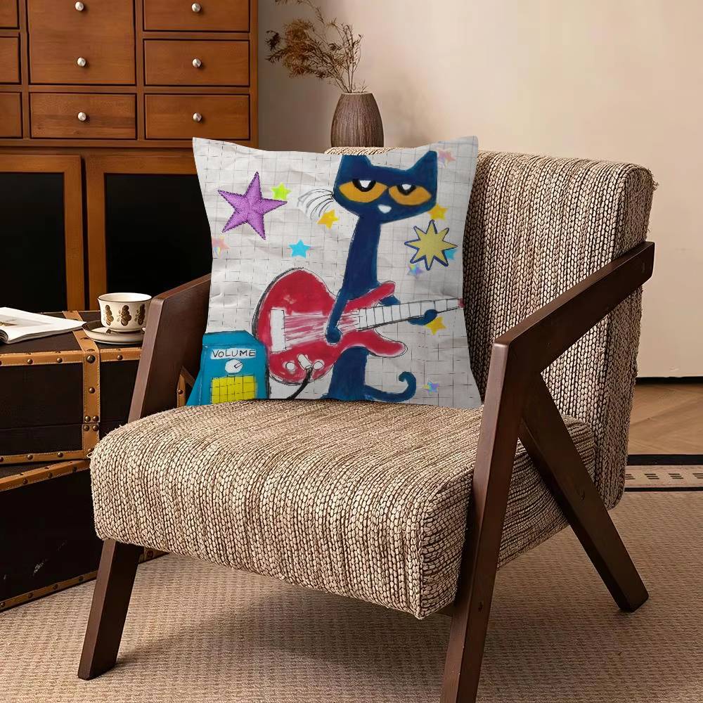 Cartoon PPete tthe CCat T Decorative Pillowcase Square Pillowcase Home Office Decorative Cushion Cover
