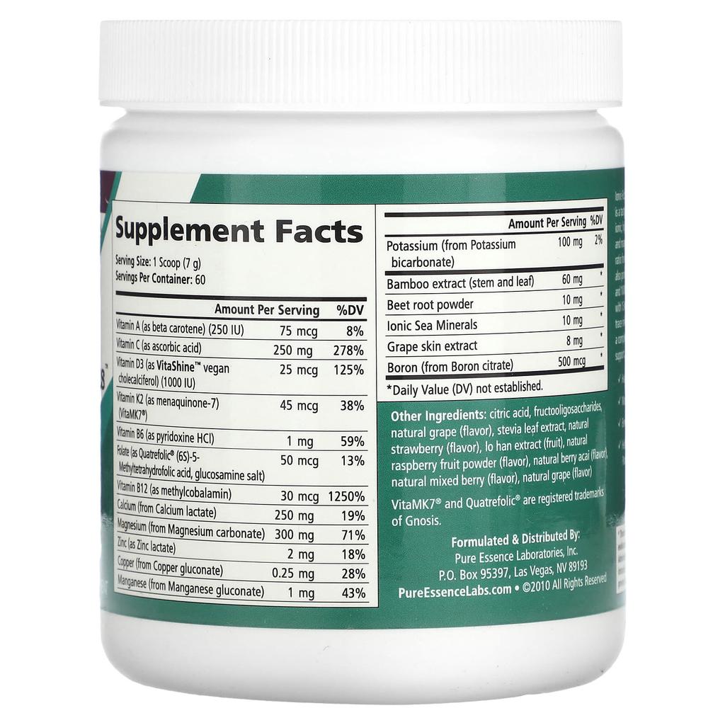 Pure Essence Ionic-Fizz, Super D-K Calcium Plus, Mixed Berry, 14.82 Oz (420 G)