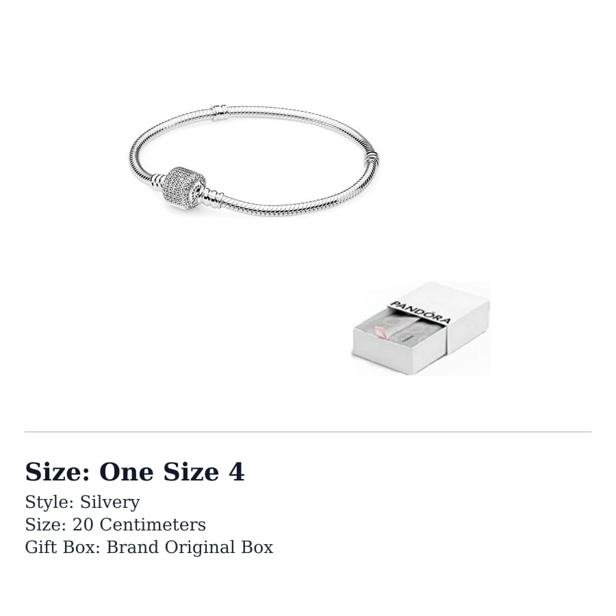 Pandora Moments Sparkling Pave Clasp Snake Chain Bracelet Silver 590723CZ