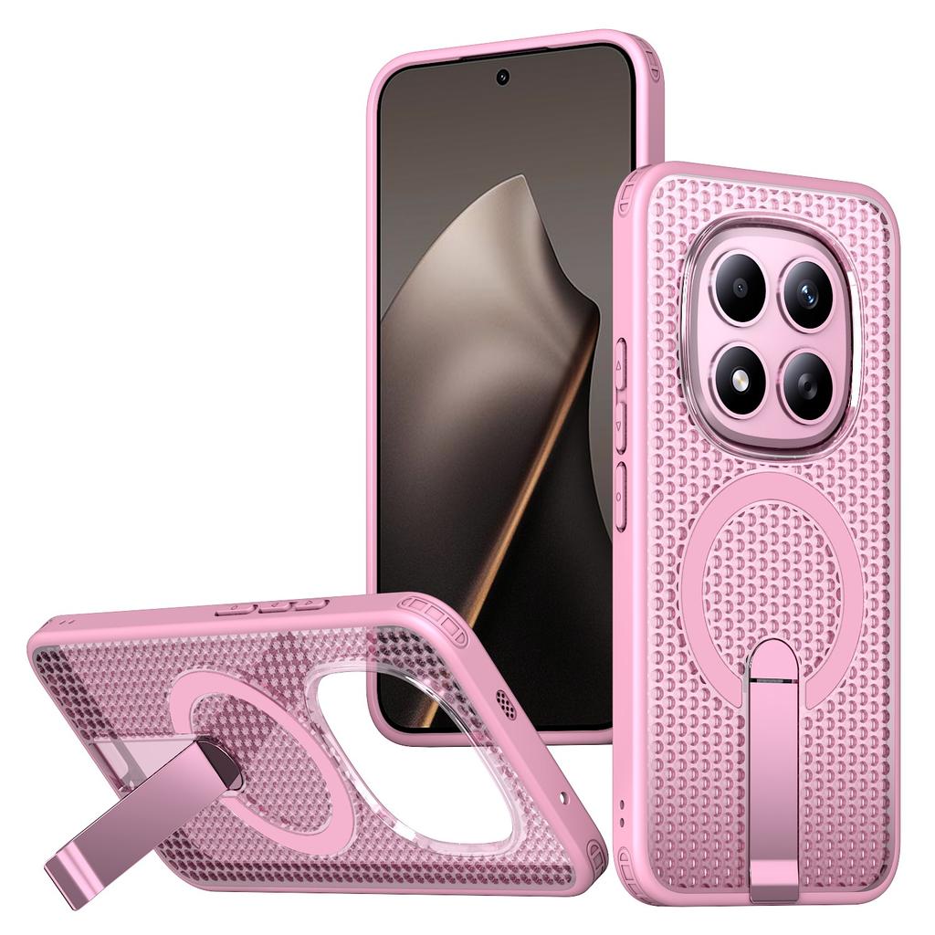 For Xiaomi Redmi Note 15 Pro 5G (Global) Magnetic Case Kickstand Grid Texture TPU PC Phone Back Cover