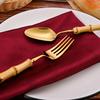 Новый набор столовых приборов с бамбуковой ручкой, набор столовых приборов из натурального бамбука из нержавеющей стали, нож, вилка, ложка, набор столовых приборов, набор столовых приборов из бамбука