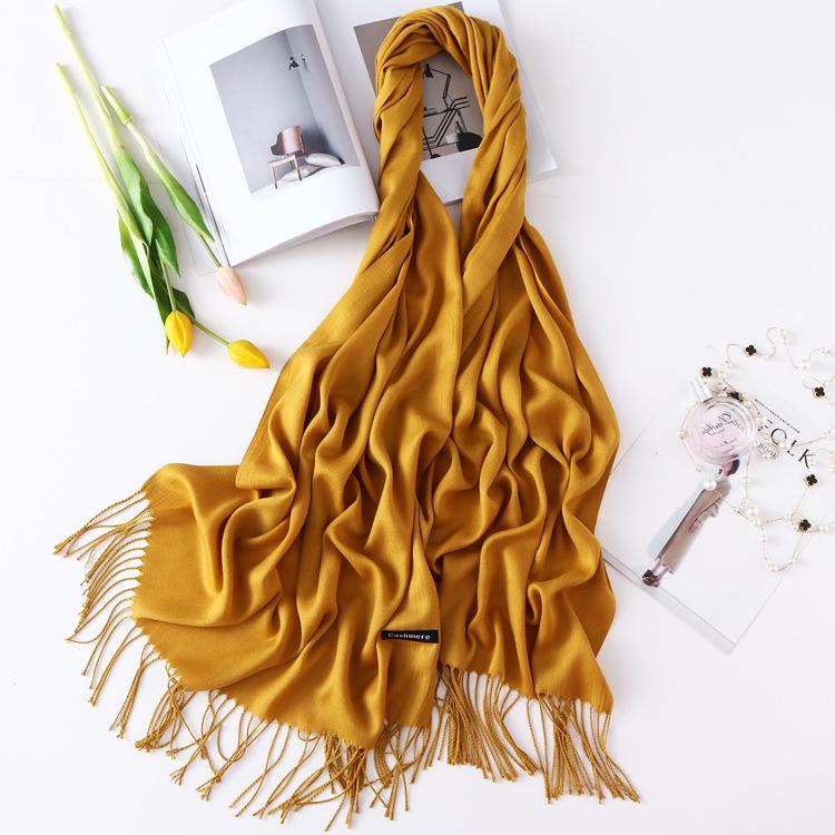 2024 Autumn And Winter New Solid Color Extended Thin Imitation Cashmere Scarf Versatile Warm Neck Protection Scarf Shawl For Women