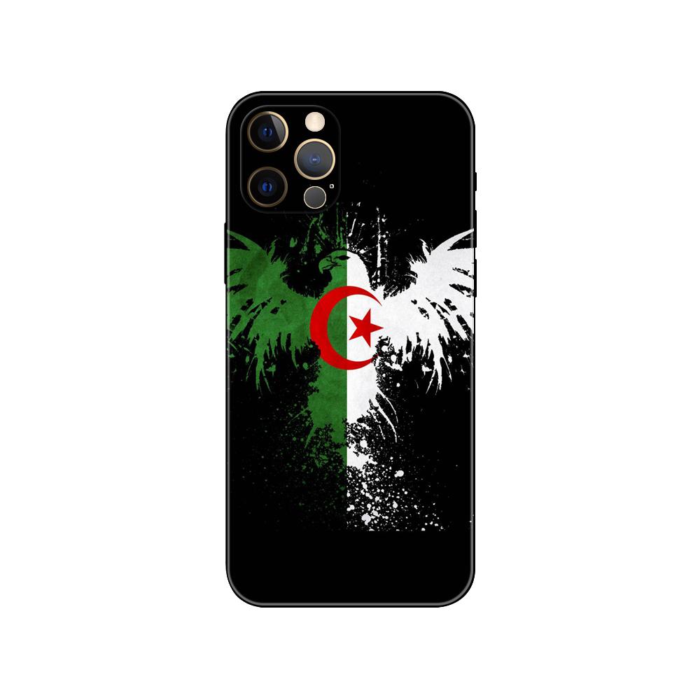 Чехол для телефона с национальным флагом Алжира для iPhone 5 5S 2020se 6 6s 7 8 plus x 10 XR XS 11 12 13 mini pro MAX, черная задняя крышка из ТПУ