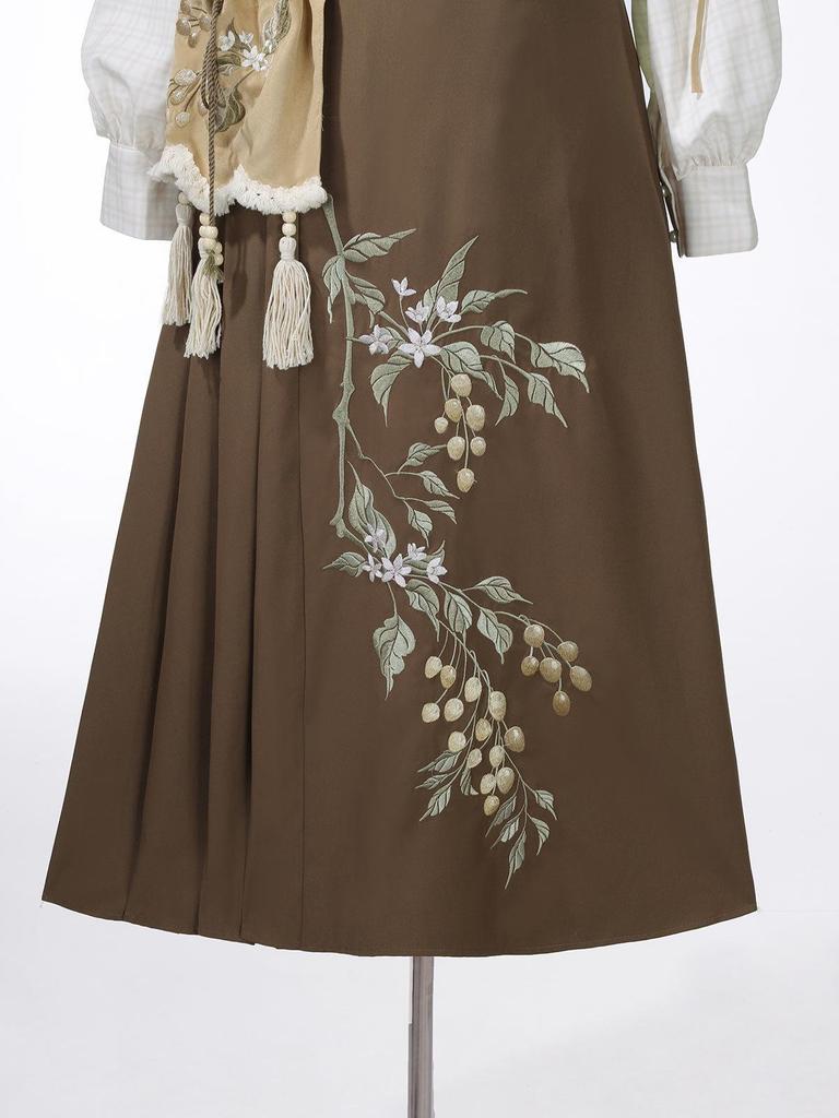 И Мэн Гэ Ханфу Женский Желтый Комплект Верхней Одежды и Юбки, Новый Китайский Стиль 9684