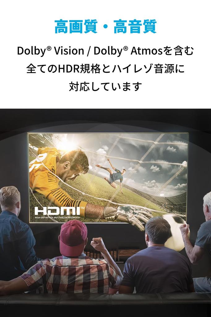 Сверхскоростной HDMI-кабель Anker HDMI 48 Гбит/с DynamicHDR, совместимый с PS5 Xbox Series 2.1 8K(60Гц) 4K(120Hz) X/С (2м Черный)