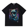 DTG Print Persian Cat Printed Men's and Women's T-shirt Summer Casual Versatile Fashion Brand Loose Men's and Women's Top Couple Dress Oversize