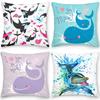 Home Decor Whale & Dolphin Love Themed Cushion Covers Pattern Cushion Cover Suitable For Sofa Bedroom Car Pillow Cover