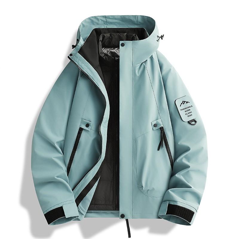 Mens 3-in-1 Waterproof Hooded Outdoor Jacket With Removable Fleece Liner Layered Coat Hiking Camping