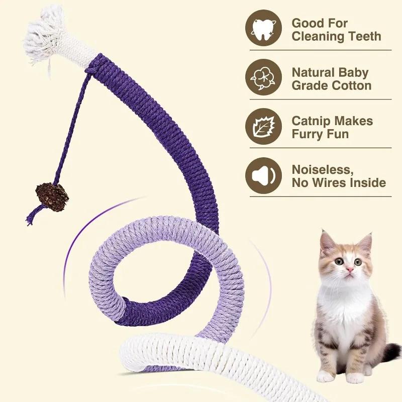 Cat Toys Cat Bite Rope Toy Refillable Natural Catnip Interactive Toys Kitten Teeth Cleaning Chew Toys Bite Rope for Dental Care