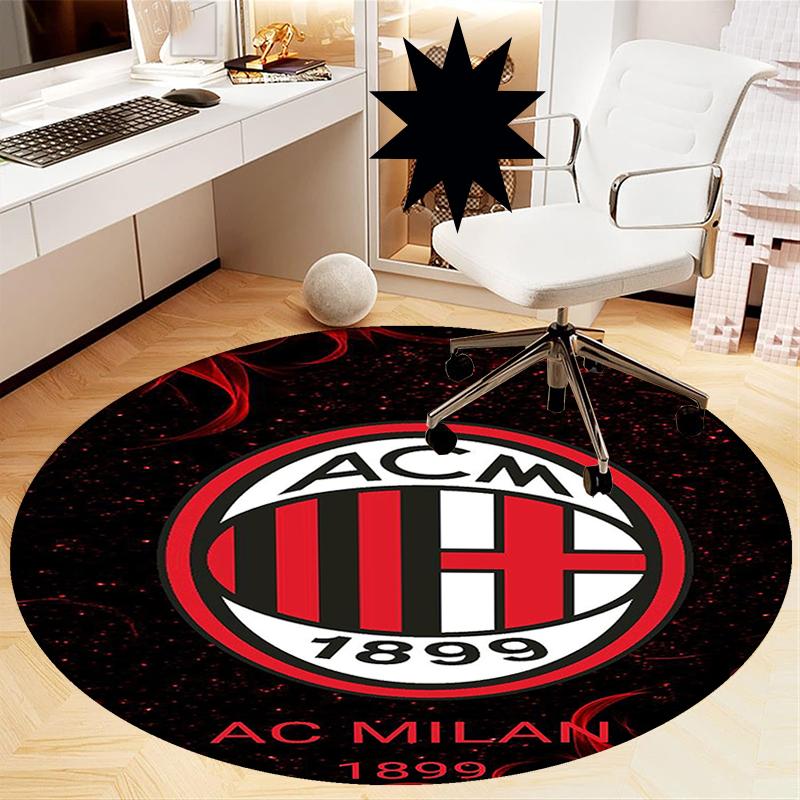 AC Milan Printed Round Rug Carpet Chair Rug Area Rug Entryway Doormats,for Office Chair Living Room Bedroom Kitchen Room.