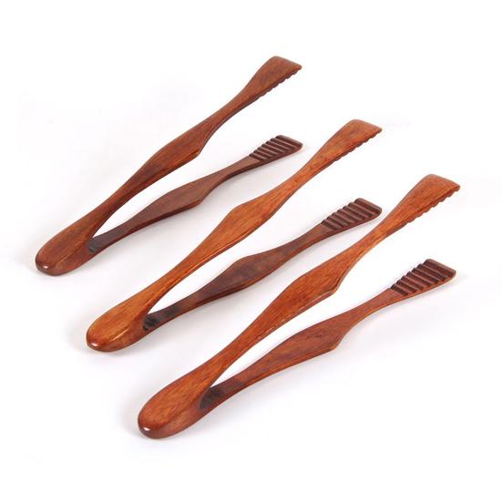 Деревянные кухонные щипцы с длинной ручкой для барбекю, гриля, сервировки салата, эбеновое дерево