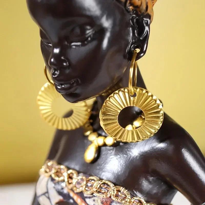 Смола африканские черные женские фигурки винтажные художественные ремесла персонажи статуэтки ретро украшения для дома настольные украшения для интерьера