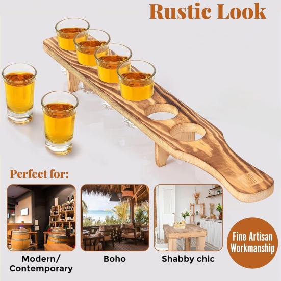 Стойка для бокалов для вина 6 маленьких бокалов для вина, деревянный держатель для вина, поднос для виски, водки, текилы, хороший помощник для вечеринок, домашнего бара, ресторана