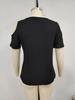 2025 Women's Solid Color V-Neck Off-Shoulder Short Sleeve Loose T-Shirt