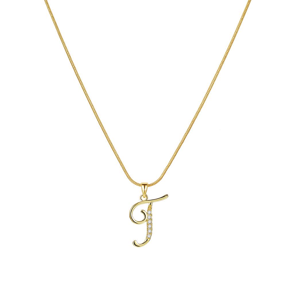 «Элегантное 26-буквенное золотое ожерелье-змейка с инкрустацией из циркония»