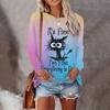 Funny Cat Pattern Women's Long Sleeves T-shirts Fashion Street Trend Women T Shirt Pullover Casual Loose Female Clothing Tops