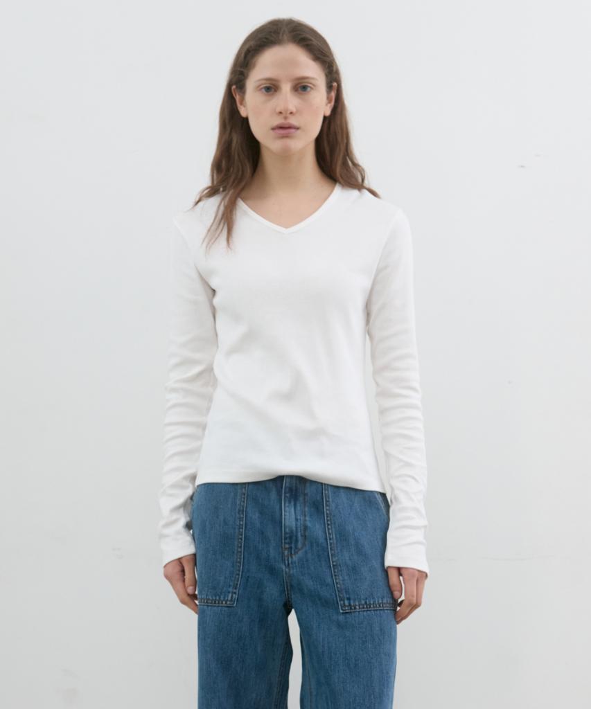 POSZER Essential V-Neck Long Sleeve (White)