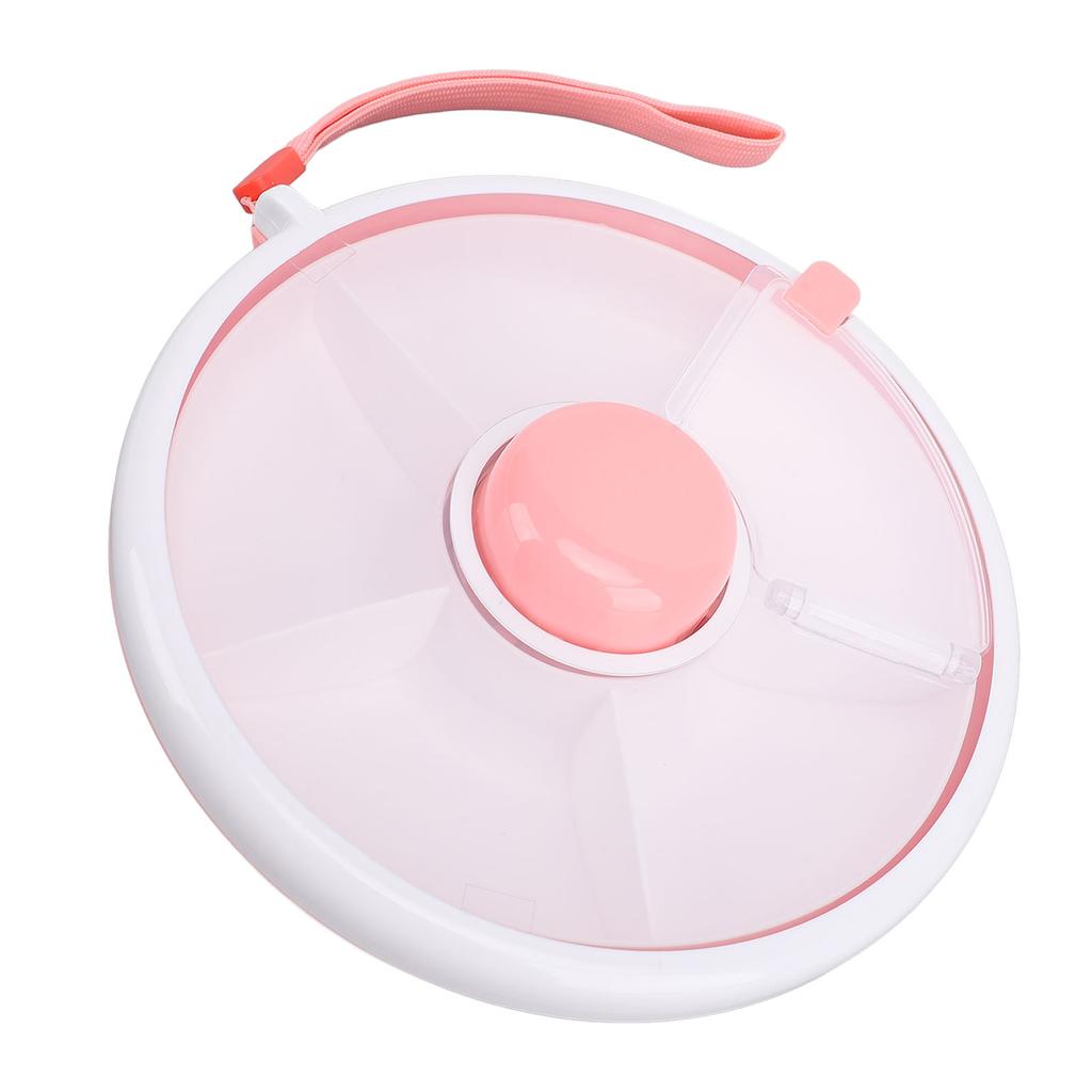 Snack Rotating Container with Lid 5 Compartment Dispenser Leakproof Spill Proof Sealing Kids Fruit