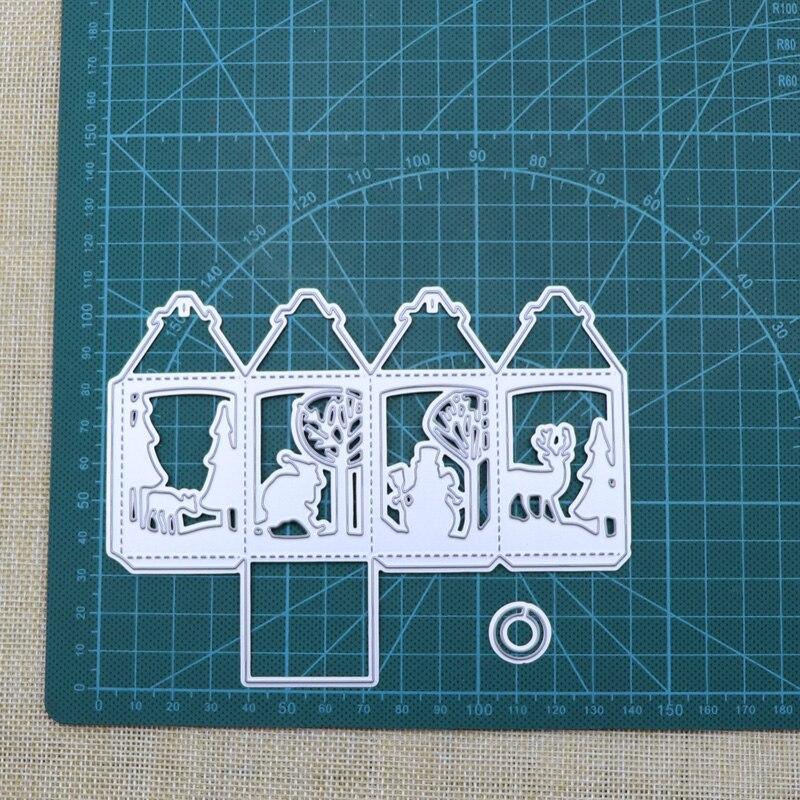 Рождественская коробка Металлические штампы для резки Олень Дерево Снеговик Трафарет для изготовления открыток Тиснение Бумажные открытки своими руками